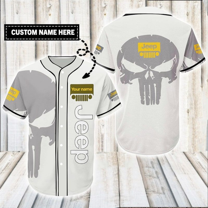 Larvasy Personalized Custom Name Jeep Baseball Tee Jersey Shirt