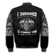 Viking I Survived Because The Wolf Inside Me Is Stronger Than The Giant In Front Of Me All Over Print Bomber