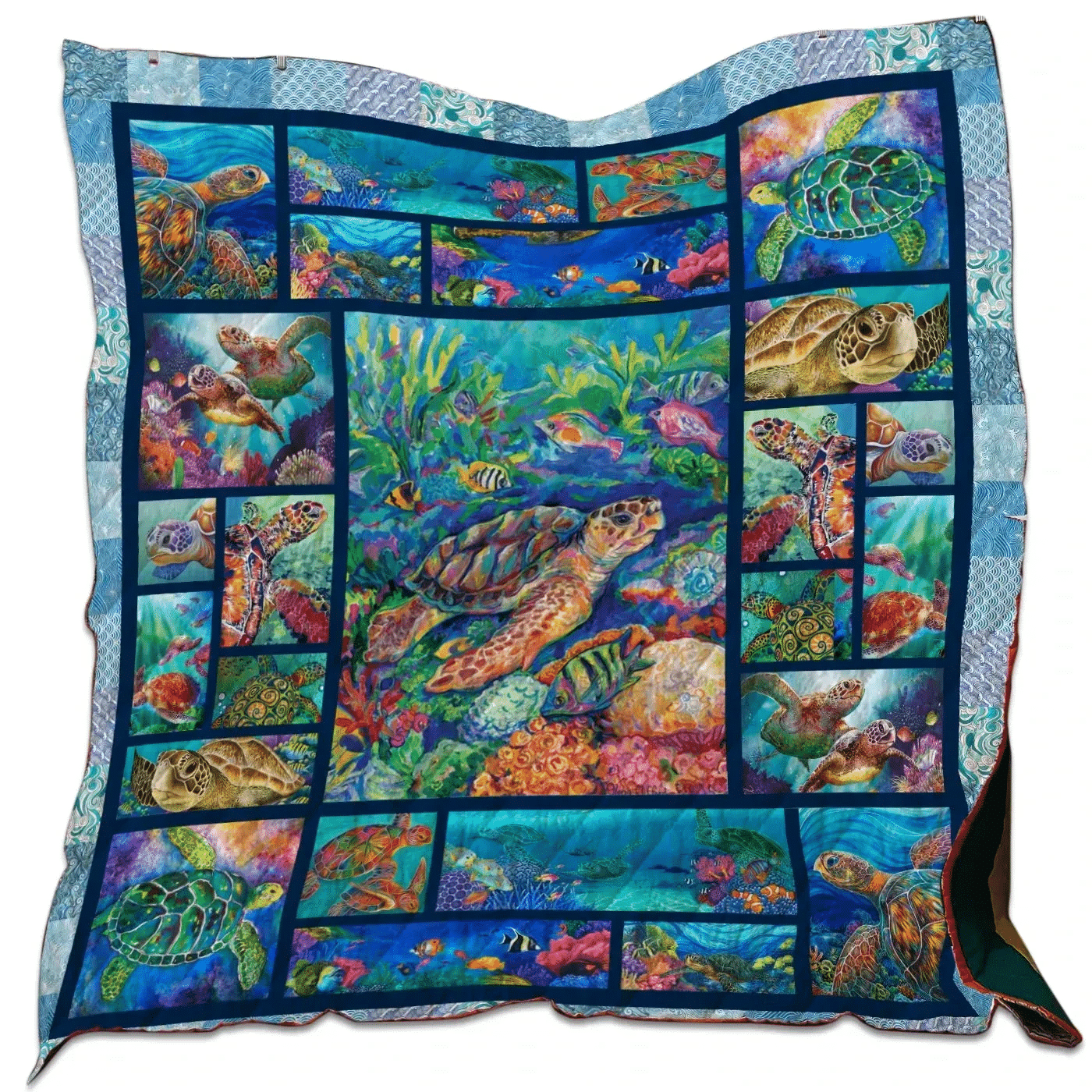 Sea Turtle Quilt - Gift For Turtle Lovers