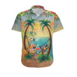 Funny Flamingo Parrot Tropical Beach Coconut Tree Men Aloha Button Up Hawaiian Shirt For Bird Animal Lovers In Summer - Gift For Bird Lovers