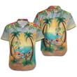 Funny Flamingo Parrot Tropical Beach Coconut Tree Women Aloha Button Up Hawaiian Shirt For Bird Animal Lovers In Summer - Gift For Bird Lovers