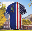 Larvasy Personalized Custom Name Pennsylvania X America Flag Baseball Tee Jersey Shirt