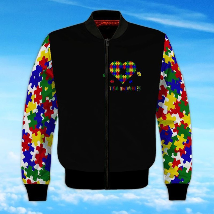 Autism Awareness Support Autism Everywhere 3D Full Print Bomber