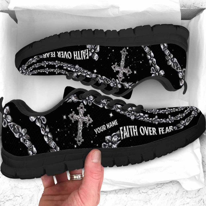 Faith Over Fear Christian Cross - Personalized Sneakers