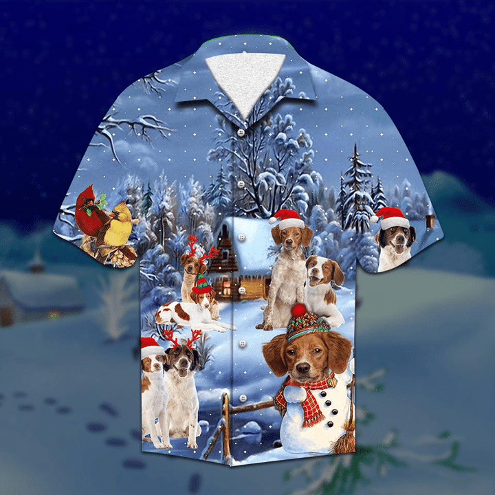 Brittany Spaniel Christmas Hawaiian Shirt