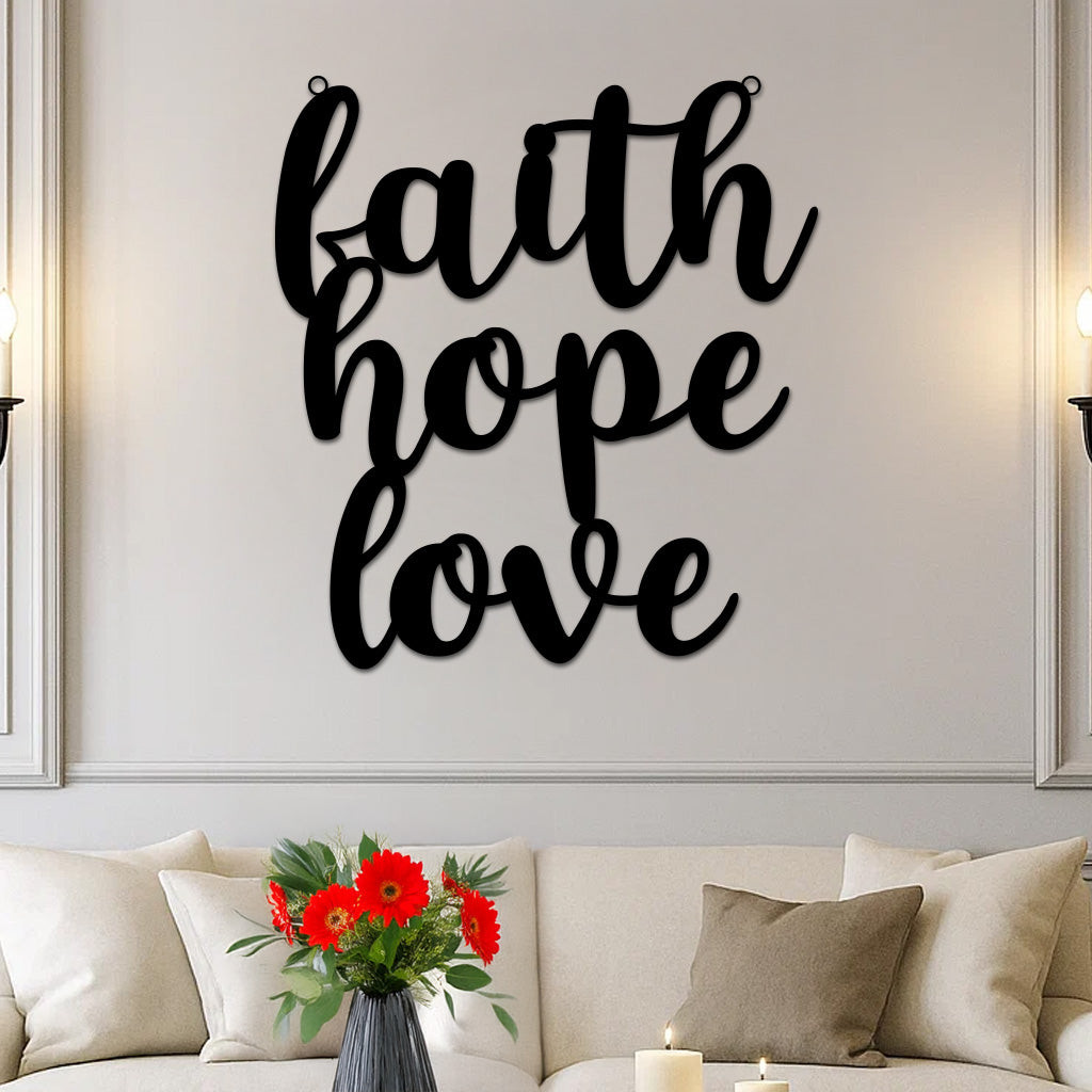Faith Hope Love Sign Metal Wall Art Home Decoration Easy to Hang MT1022 ...