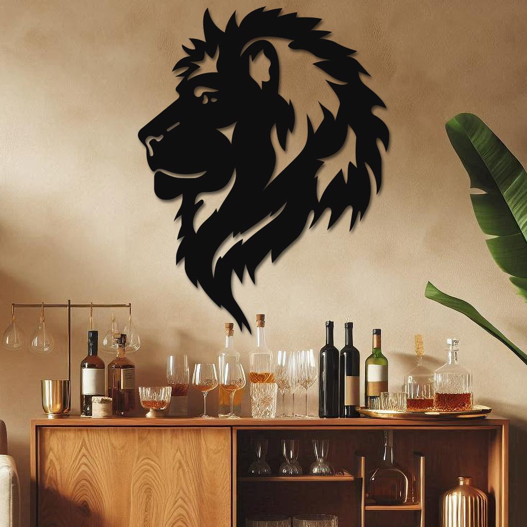 Lion Posts Metal Lion Sign Metal Wall Art Home Decoration Easy to Hang MT1022 - Macdilo