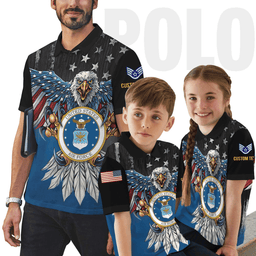 US Air Force (USAF) Personalized Eagle USAF Veteran 3D Polo Shirt 48PLV55