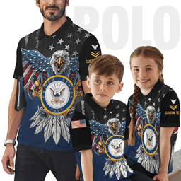 US Navy Personalized Eagle U.S Navy Veteran 3D Polo Shirt 47PLV55