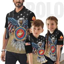 US Marine Corps (USMC) Personalized Eagle USMC Veteran 3D Polo Shirt 45PLV55