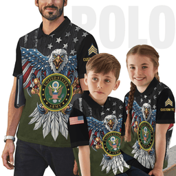 US Army Personalized Eagle U.S Army Veteran 3D Polo Shirt 46PLV55