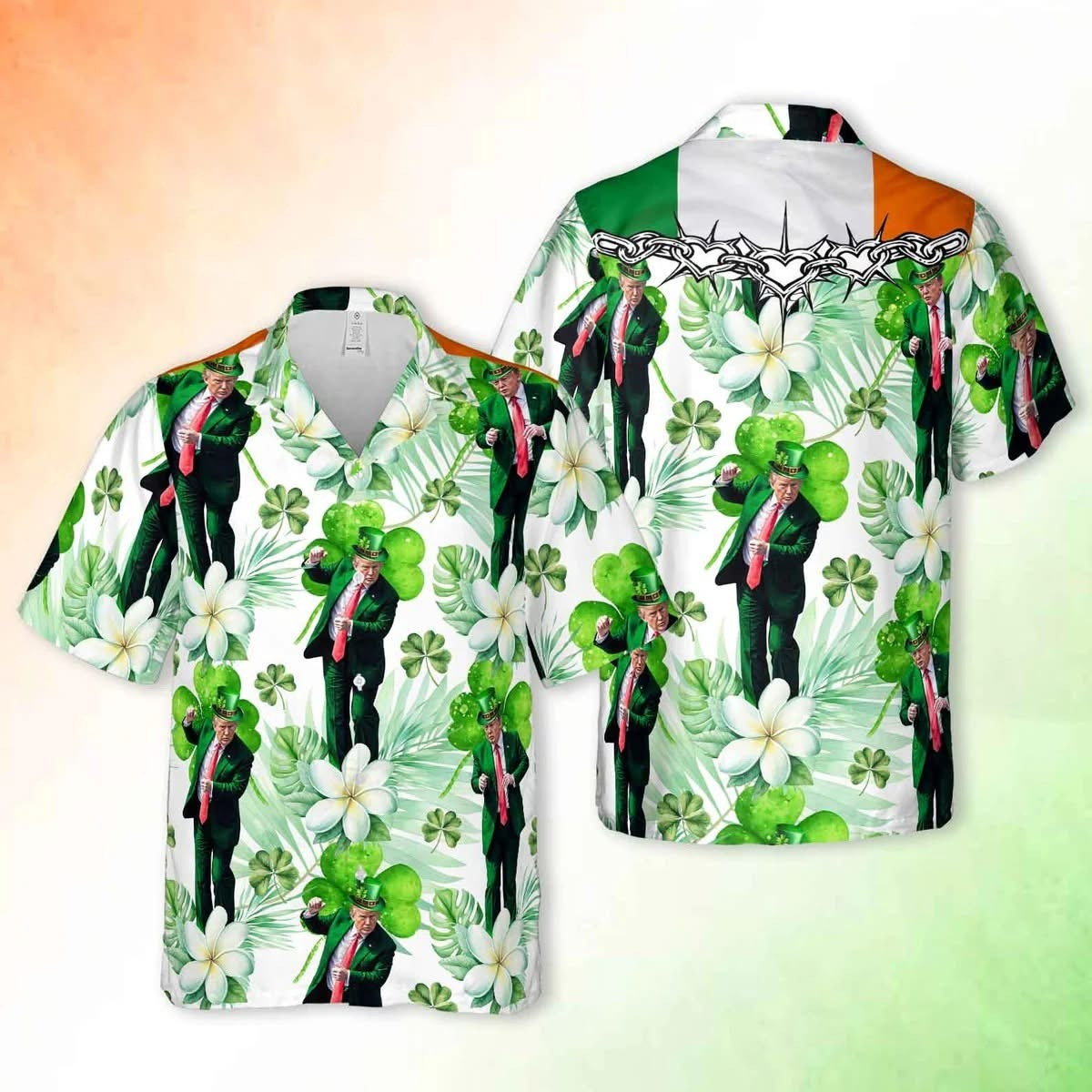 Dancing Trump Irish Shamrock Hawaiian Shirt Saint Patricks Day Shirt Gifts For Trump Lovers HW56