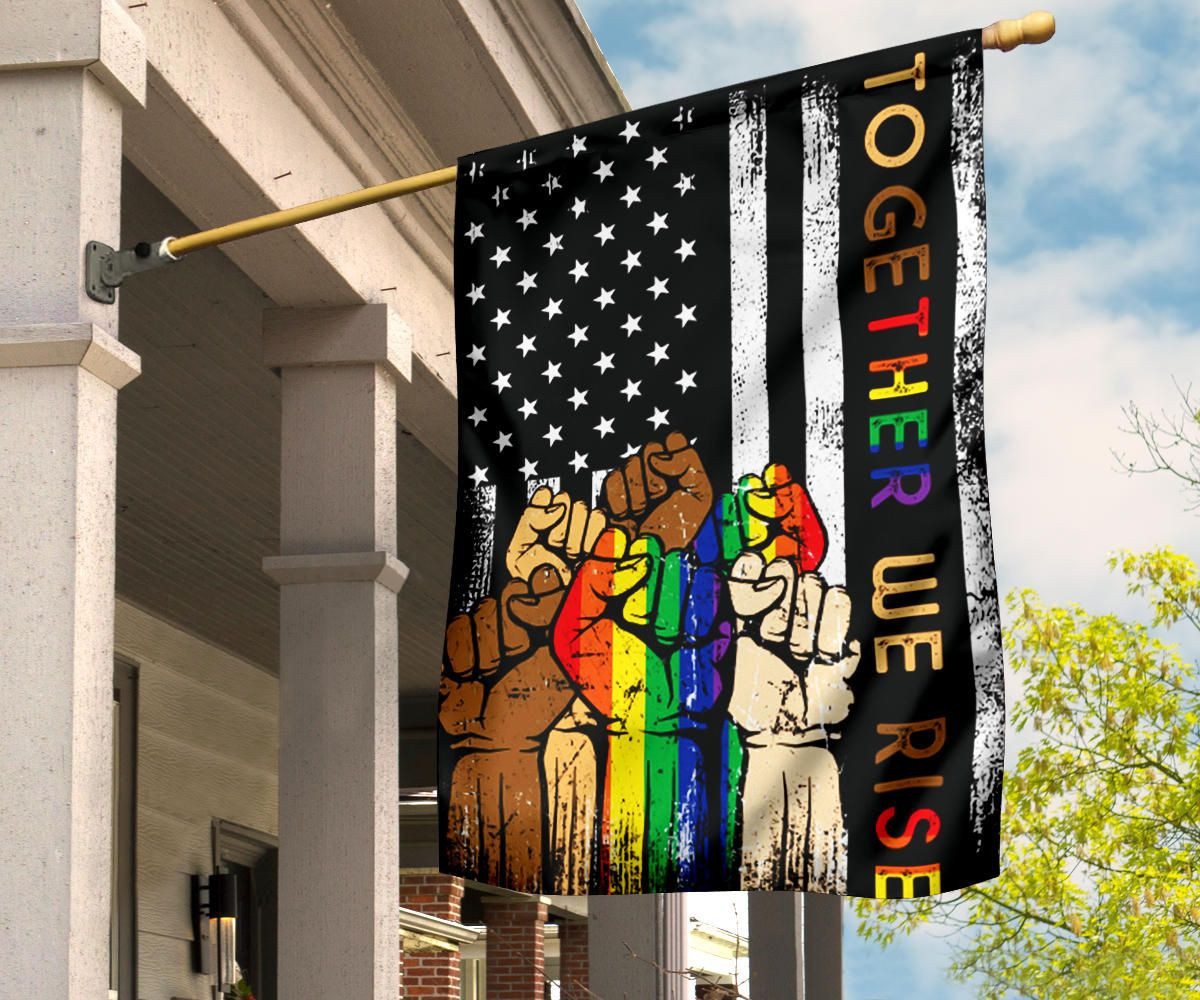 LGBT Together We Rise American Flag Vintage Pride Flag Gift Black Lives Matter FL56