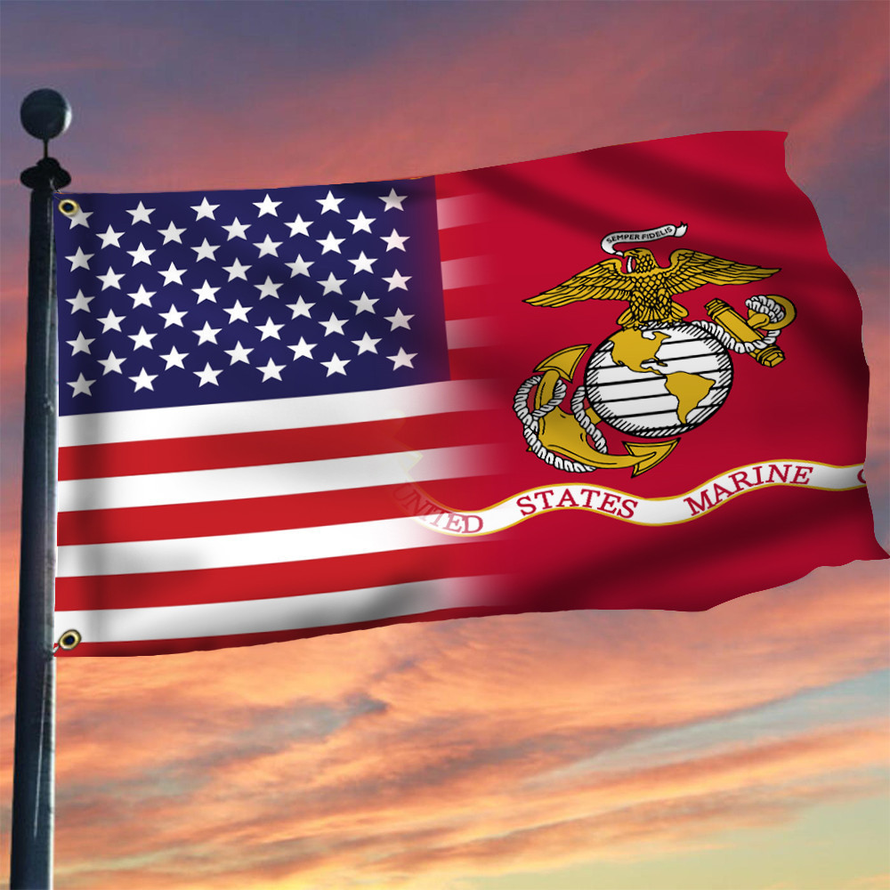 United States Marine Corps American Flag Proud USMC 4th Of July Decoration Ideas For Outside FL56