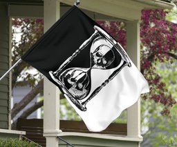 Unus Annus Flag Skull With Hourglass Black And White Haloween Gifts For Home Decor FL56