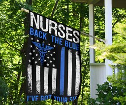 Thin Blue Line Nurse Back The Blue We've Got Your Six Flag Decor Honor Police Law Enforcement FL56