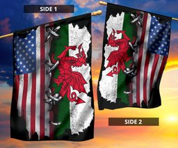 The Welsh Flag With American Vintage Flag Patriotic The Flag Of Wales Gift FL56