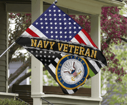 Navy Veteran Flag Thin Green American Flag USN Logo US Veteran Flag Navy Retirement Gift FL56