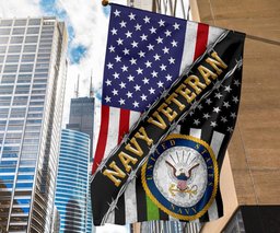 Navy Veteran Flag Thin Green American Flag USN Logo US Veteran Flag Navy Retirement Gift FL56