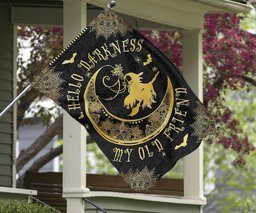 Witch Flag Hello Darkness My Old Friend Outdoor Halloween Decorations Halloween Themed Gift FL56