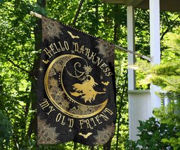 Witch Flag Hello Darkness My Old Friend Outdoor Halloween Decorations Halloween Themed Gift FL56