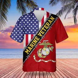 Marine Veteran Flag With American Flag Military Honors Patriot Merch FL56