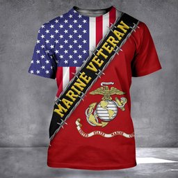 Marine Veteran Flag With American Flag Military Honors Patriot Merch FL56