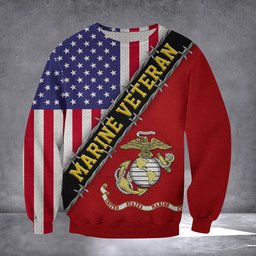 Marine Veteran Flag With American Flag Military Honors Patriot Merch FL56