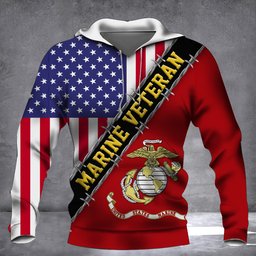 Marine Veteran Flag With American Flag Military Honors Patriot Merch FL56