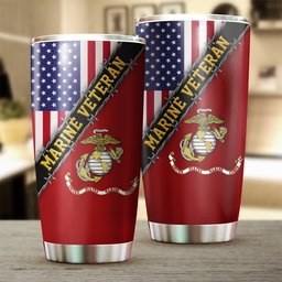 Marine Veteran Flag With American Flag Military Honors Patriot Merch FL56