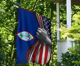 Guam Flag With American Flag Vintage Old Retro Patriotic Flag Of Guam U.S Territory FL56