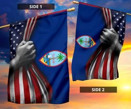 Guam Flag With American Flag Vintage Old Retro Patriotic Flag Of Guam U.S Territory FL56