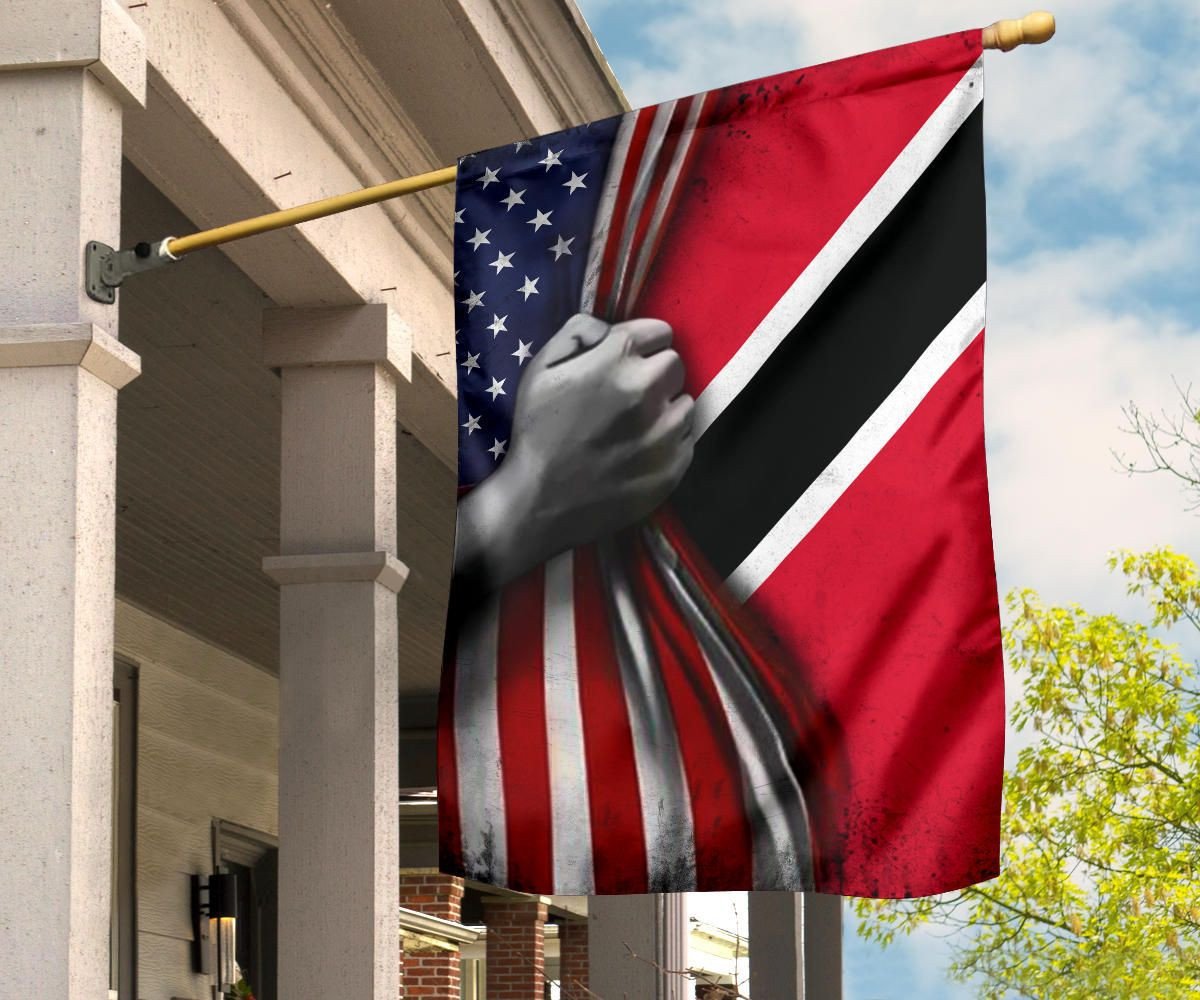 Trinidad And Tobago Flag And American Flag Old Retro Patriotic Flag Of Trinidad FL56