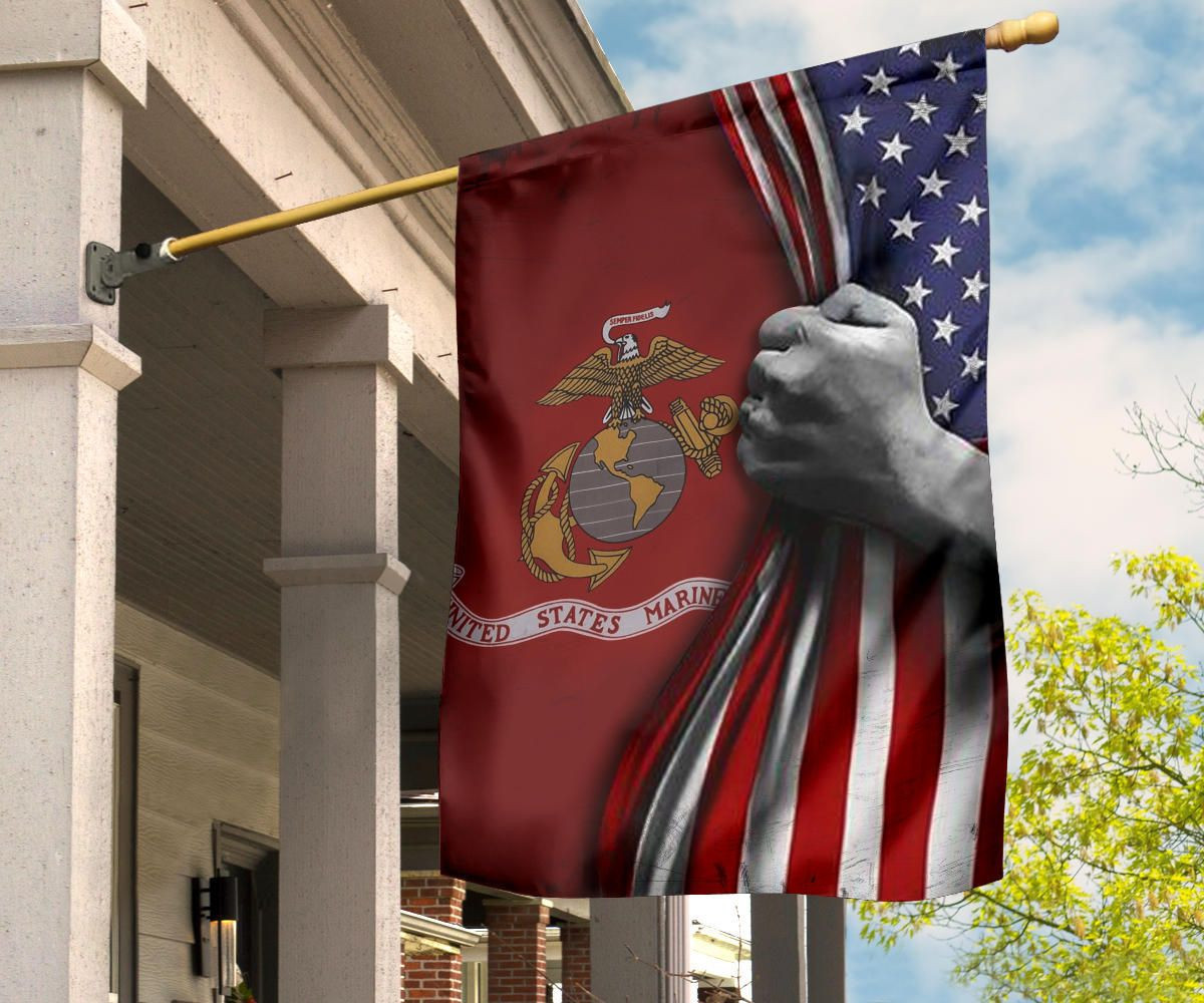 U.S Marine Corps Flag Inside American Flag Patriotic Welcome Holiday 4Th July Decor In-Outdoor FL56