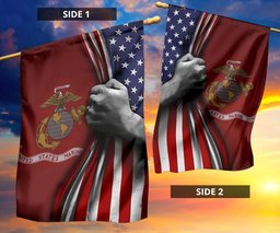 U.S Marine Corps Flag Inside American Flag Patriotic Welcome Holiday 4Th July Decor In-Outdoor FL56