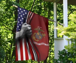 U.S Marine Corps Flag Inside American Flag Patriotic Welcome Holiday 4Th July Decor In-Outdoor FL56