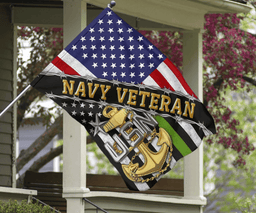 Navy Veteran Flag And American Flag USN Logo Proud Of US Veteran Navy Retirement Gift FL56