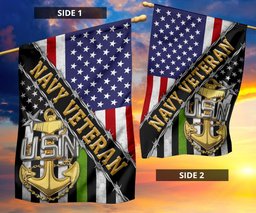 Navy Veteran Flag And American Flag USN Logo Proud Of US Veteran Navy Retirement Gift FL56