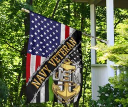 Navy Veteran Flag And American Flag USN Logo Proud Of US Veteran Navy Retirement Gift FL56