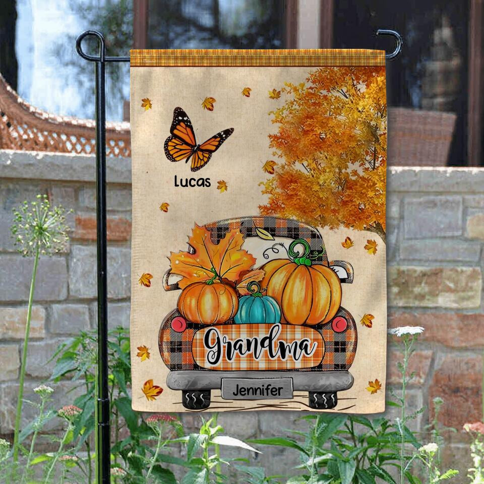 Personalized Grandma Kid Butterfly Flag 22SEP-DT15 FL56