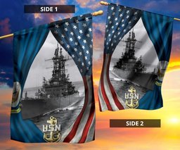 US Navy Flag And American Flag Patriotic Honor Navy Ship USN Decor Gift For Navy Sailors FL56