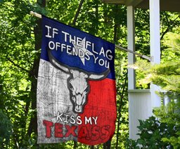 If The Flag Offend You Kiss My Texass Flag Patriotic Humor Texas Inside Outside Decor FL56