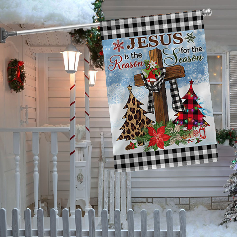 Jesus Is The Reason For The Season Flag Religious Cross Christmas Flag Outdoor Xmas Decor FL56