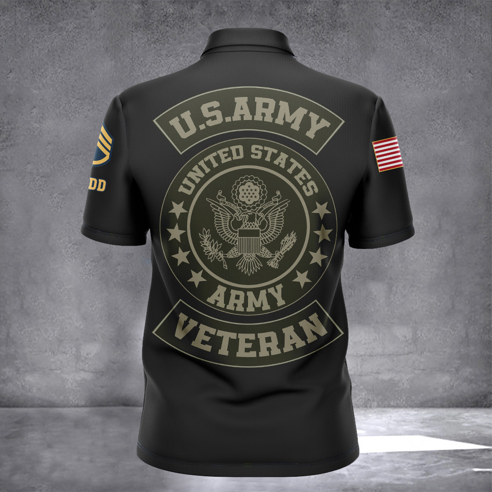 Custom US Army Veteran Polo Shirt Pride Military Patriotic Golf Polos Gifts For Army Veterans PL57