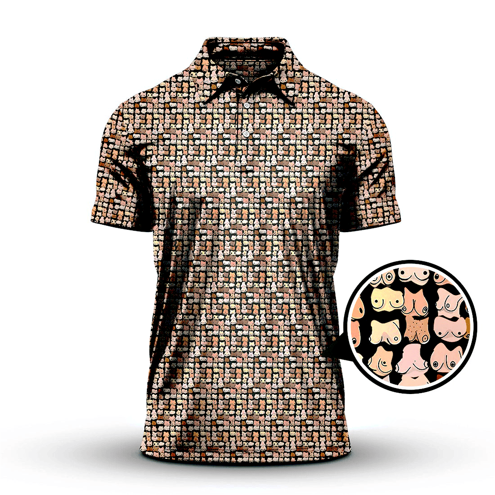 Boobs Tities Golf Polo Shirt Funny Golf Polos For Men Unique Gifts For Golfers PL57