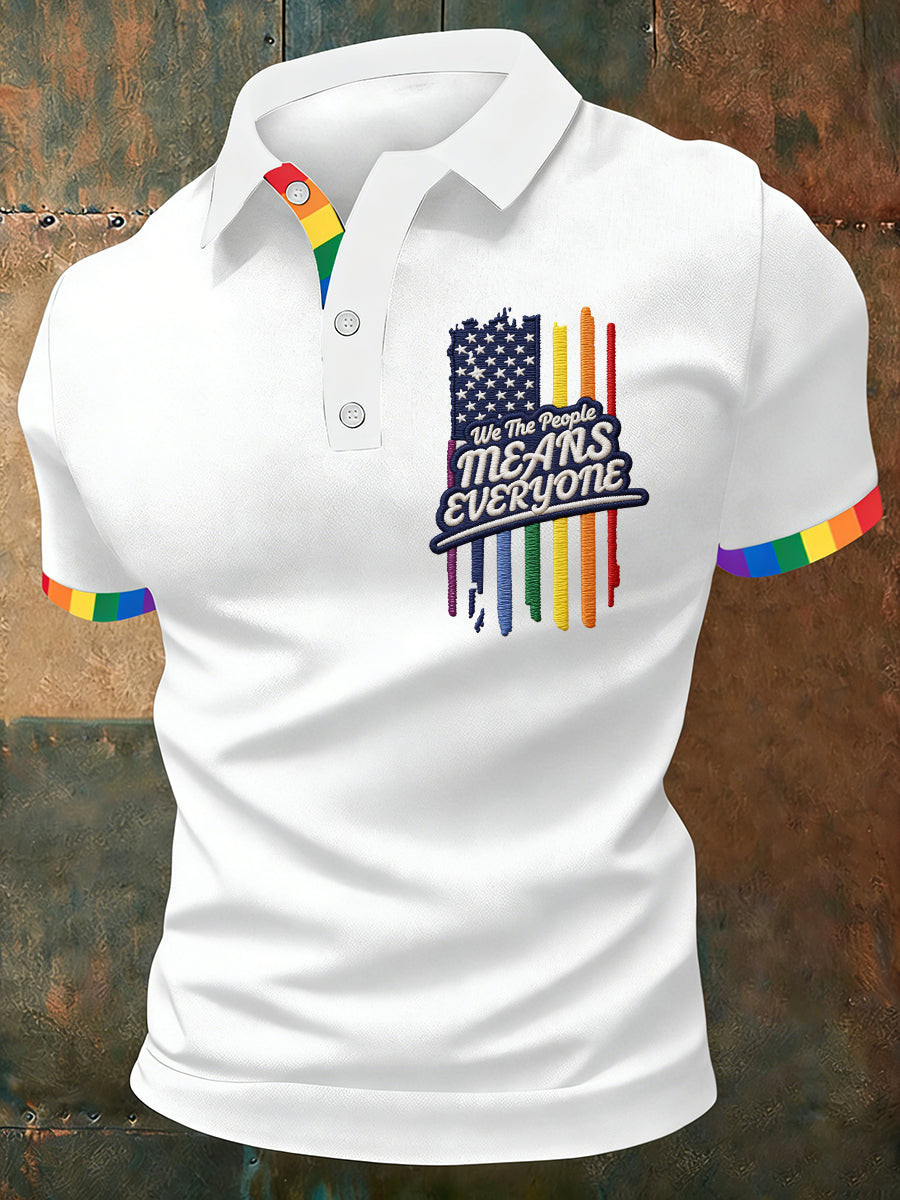 American Flag Rainbow Polo Shirt We The People Pride Merch Best Gift For Patriots PL57