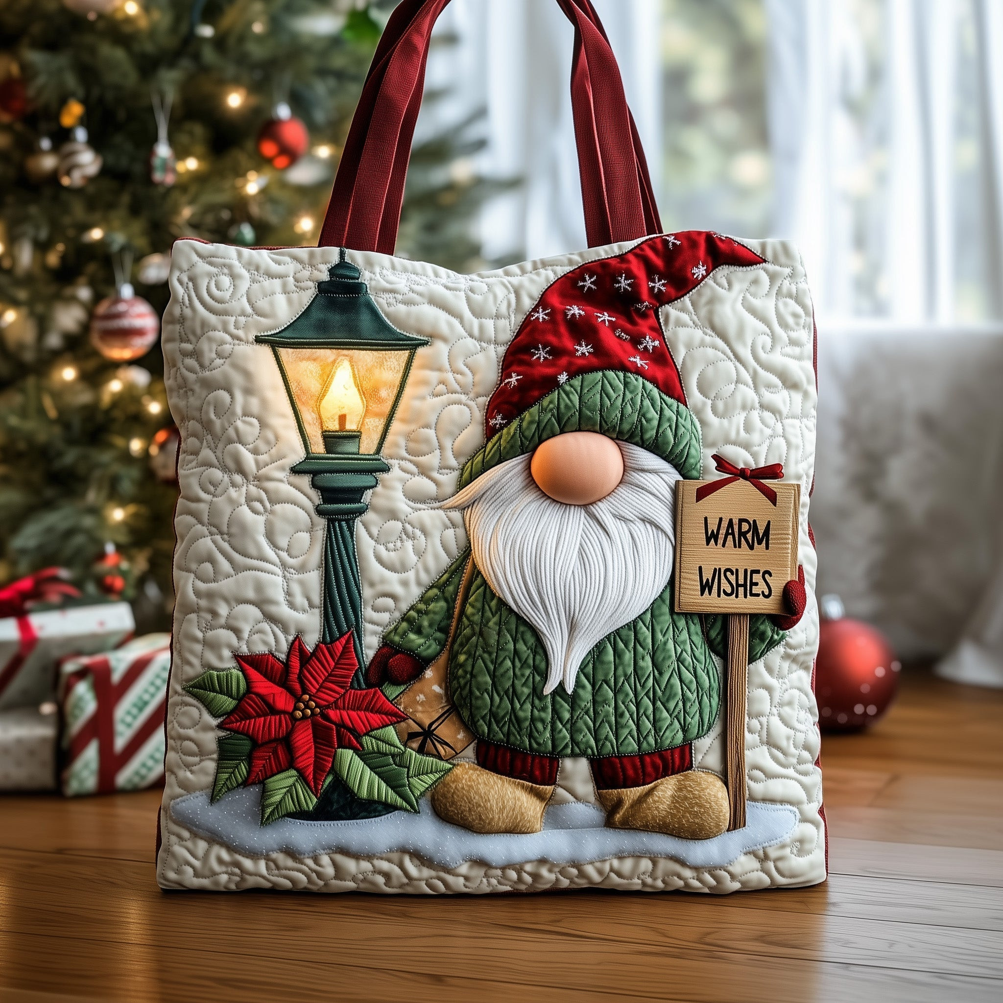Xmas Gnome Quilted Tote Bag Cute Tote Bag Gnome Christmas Gift Ideas TTB57