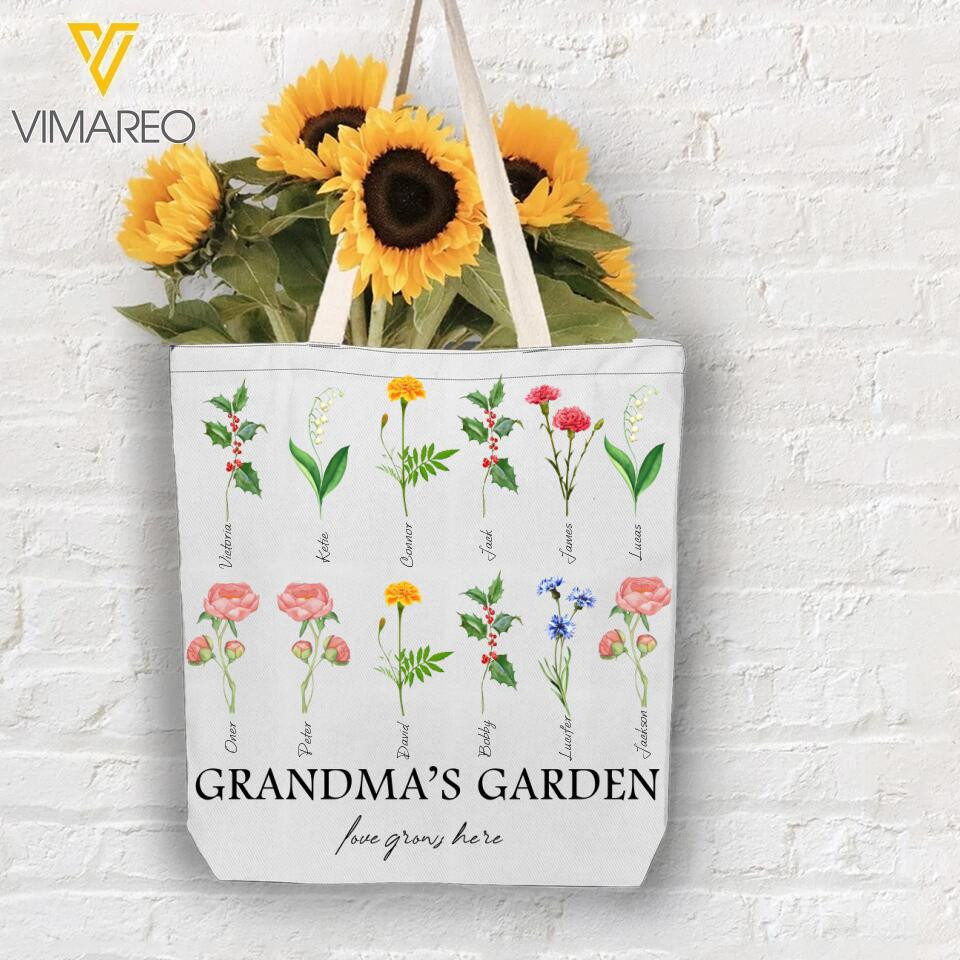 PERSONALIZED GRANDMA'S GARDEN KID NAME TOTE BAG NQHC0705 TTB57