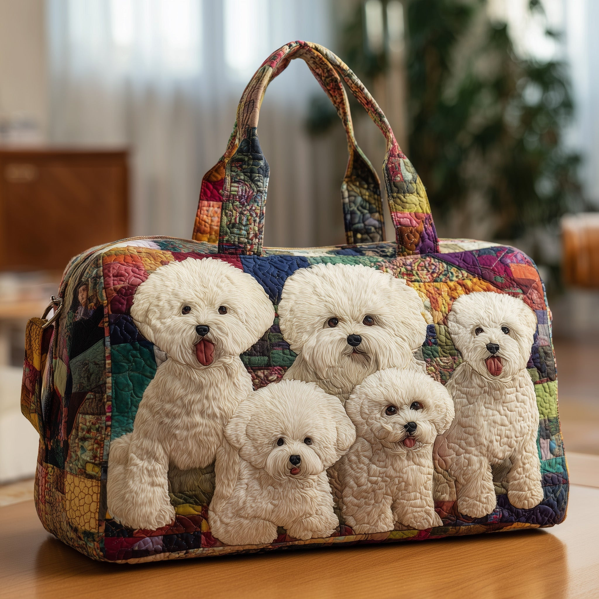 Bichon Quilted Duffle Bag Cute Animal Tote Best Christmas Gifts For Girlfriend TTB57
