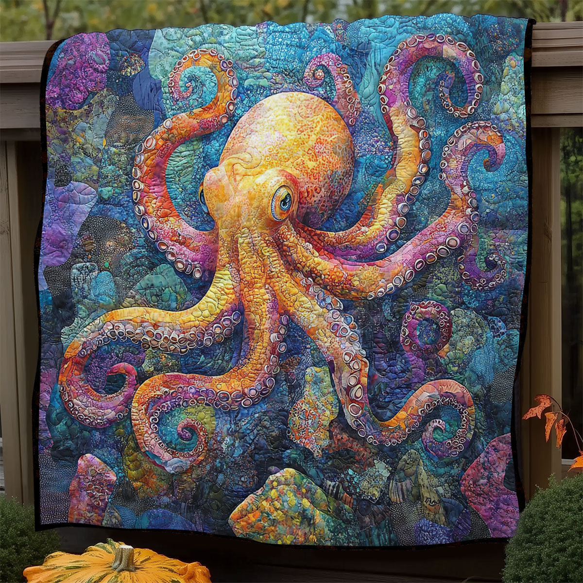 Octopus Quilted Blanket - Fun Animal Design, Perfect Ocean Lover's Gift QL510